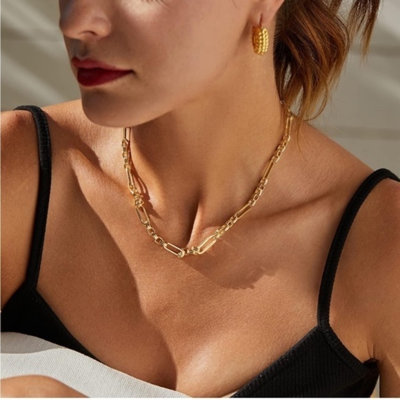 GOLD 18k Gold Plated Chain Necklace - Picture 1 of 4